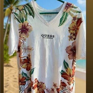 Guess Tropical Floral V-Neck Tee